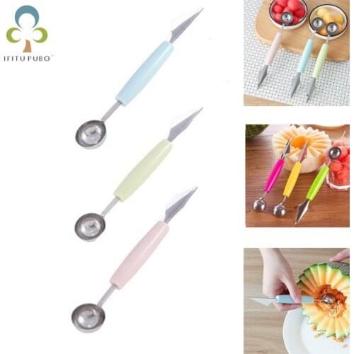 Stainless Steel Fruit Icecream Round Ball Digger Watermelon Artifact Cut Fruit Segmentation Carving Knife Digging Pulp Knife DDJ