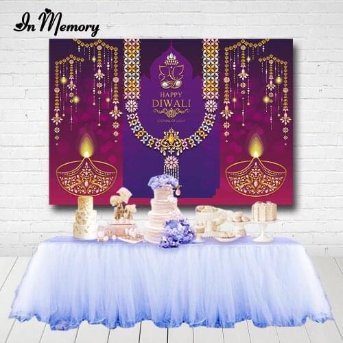 Happy Diwali Festival Photography Backdrop Festival Of Lights Backgrounds Photo Studio Gold Lotus Party Decorative Props Banner