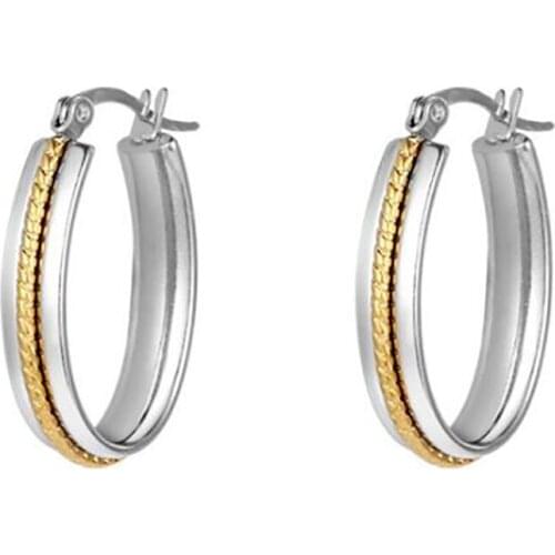 Stainless Steel Gold Tone Oval Hoop Earrings Women Fashion Minimalism Earrings Jewelry Gift For Him