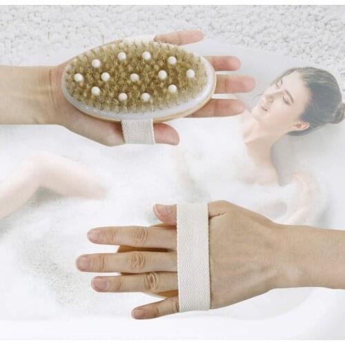 Skin Body Brush with Bristles for Shower Body Brush for Wet or Dry Brushing Bristle Dead Skin Remover Massage Tools