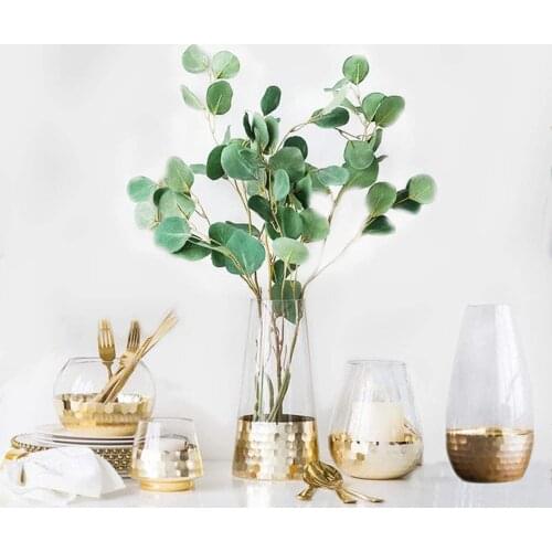 Nordic handmade golden honeycomb glass vase, home restaurant soft decorations, table top flower arrangement