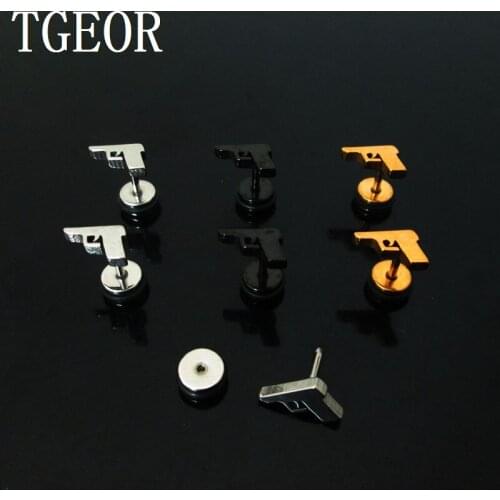 Mixed color illusion cheaters earring 1 Pair 1.2*6*6/8mm Stainless Steel gun colors piercing fake plugs free shipping