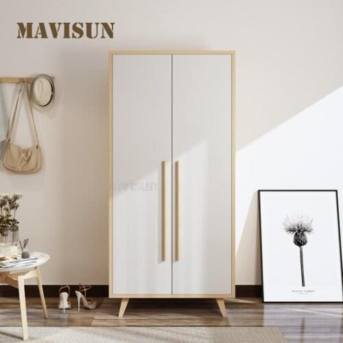 Modern Minimalist Economical Home Bedroom Storage Cabinet For Clothes Small Apartment Nordic Childrens Two-Door Wardrobe Closet