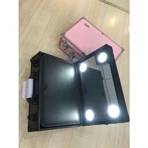 LED Chargable Makeup Box with light Portable Beauty Box for Nail Tools Holder