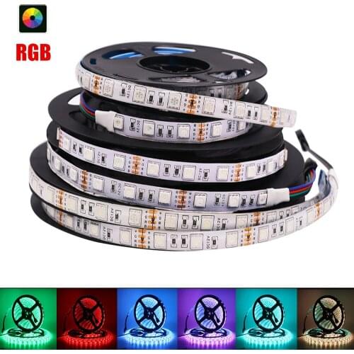 DC12V RGB LED Strip SMD 5050 60Leds/m Ribbon Lights Strip IP21 IP65 Waterproof Indoor Lighting Flexible Tape LED Light