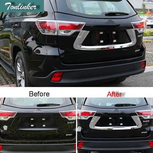 Tonlinker 1 PCS DIY Car styling ABS Chrome Backdoor OLA decorative light box for TOYOTA 2015 new HIGHLANDER parts accessories