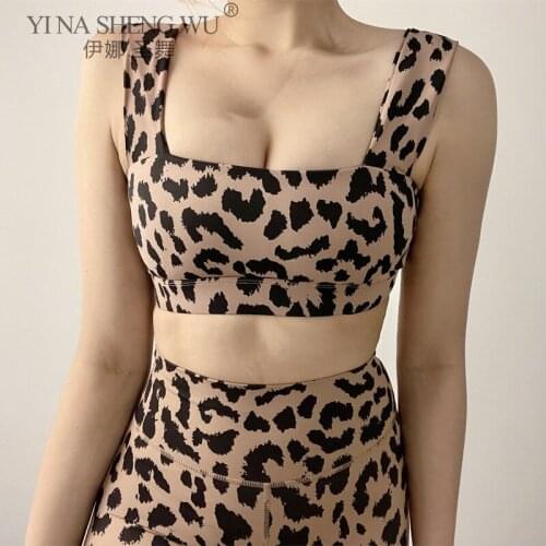 High Impact Outdoors Fitness Sports Bra Women Leopard Print Jogging Sportswear Yoga Crop Top Shockproof Gym Training Underwear