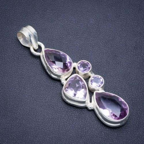 Natural Amethyst Handmade Unique 925 Sterling Silver Pendant 2" A1969