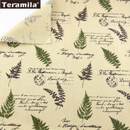 TERAMILA Sewing Material Tissu Tablecloth Print Grass Design Home Textile Cotton Linen Fabric Pillow Bags Curtain Cushion Pillow