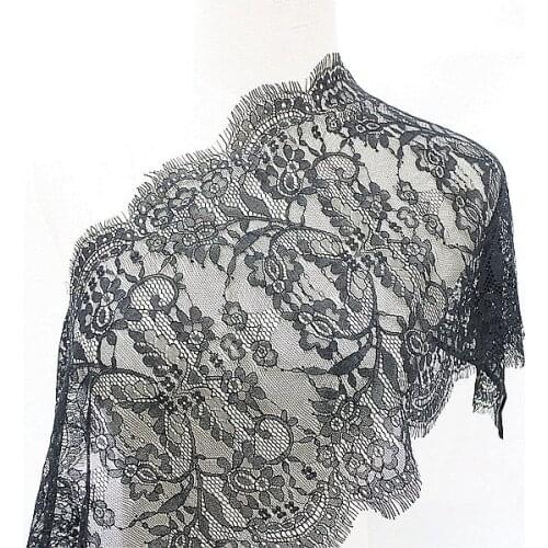 LASUI Top quality Eyelash LACE Black Brown lace fabric 3m/lot width29cm for dress decoration clothes accessory wedding lace