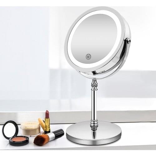 5X 10X Magnifying Makeup Mirror With Light LED USB Charging Touch Dimming Bath Mirrorse Desktop Mirror Double Sided Mirrors