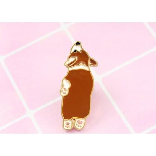 Unisex Brooch Pin Cute Corgi Dog Enamel Brooch Pin Unisex Denim Jacket Collar Sweater Scarf Badge New jewelery accessories