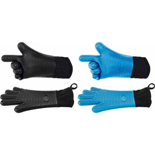 HOT 1Pair Silicone Oven Gloves For Baking Barbecue Grilling Kitchen Cooking,Up To 230Celsius Heat Resistant BBQ Gloves