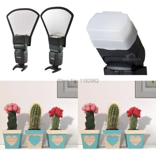 2ni1 Flash Diffuser Softbox Silver/white flash diffuser + 430EX 430EX II Softbox Flash Bounce Diffuser for Yongnuo Accessories