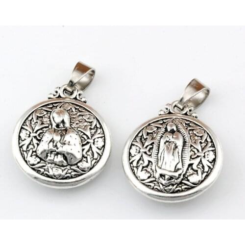 4pcs Virgin Mary Religious Alloy Charm Pendant Fit Necklace DIY Accessories 25.8x35mm A-480a