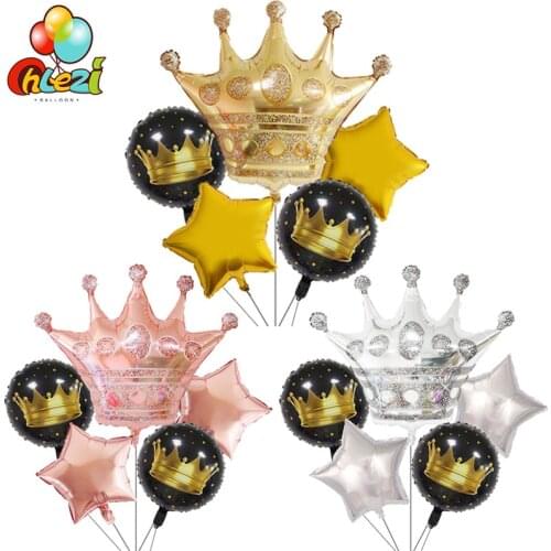5pcs Large Golden crown Foil balloons Rose gold Silver crown Helium balloon Wedding birthday party decoration globos baby shower