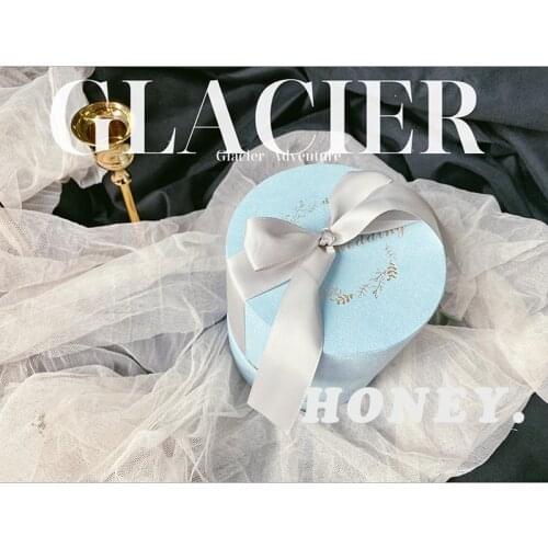 5pcs/lot Round Blue Gift Box Bronzing Box Wedding Party Supplies Gift Packing Box Baby Shown Favors Gift Bag Free Shipping