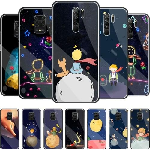 Phone Case For Xiaomi Redmi Note 9S 9 10 8 Pro 8T 7 8A 9A 9C Glass Cover For Xiaomi Poco X3 NFC Shell Art Little Prince