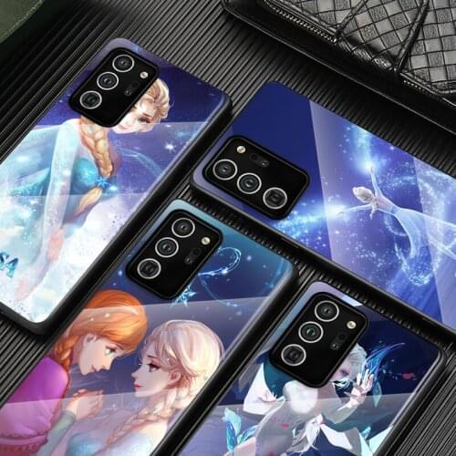 Tempered Glass Cover Frozen Princess For Samsung Galaxy S20 FE S10e S10 S9 S8 Ultra Plus Lite Plus 5G Phone Case
