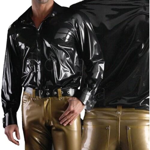 Black latex top long sleeve latex shirt with 0.6mm thickness heavy natural latex materials