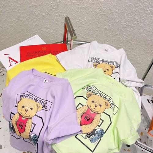 Childrens T Shirts 2021 Summer New Baby Girls Boys Cotton Cartoon Tshirt Toddler Kids Cute Bear Shorts Sleeve Tee Shirts Tops