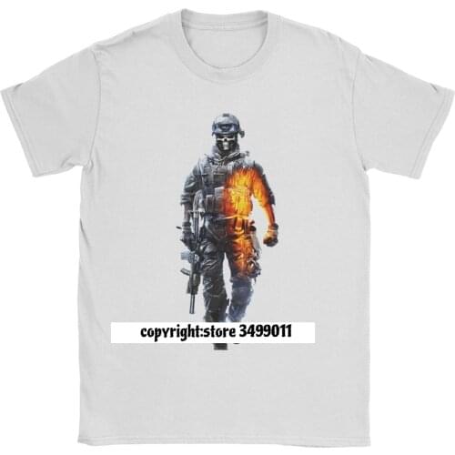 Battlefield Tops T Shirt Mens Premium Cotton Vintage T-Shirt O Neck War Bf1 Shooter V Video Game Tees Fitness Streetwear Summer