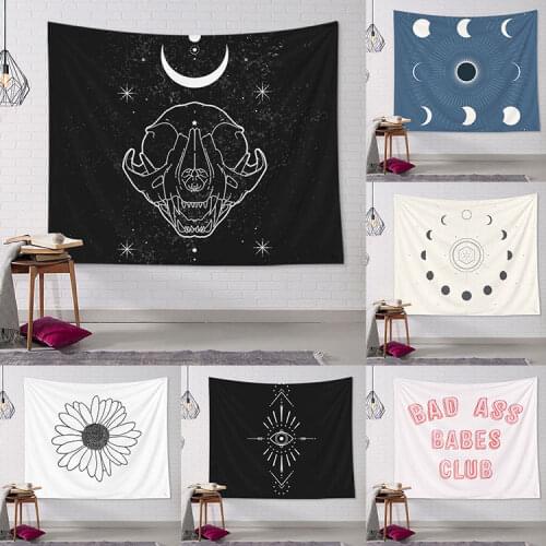 Simple Style Ins Tapestry Decor Dorm Sun Star Moon Pattern Wall Hanging Tapestry Movable & Washable Tapestry Beach Towel