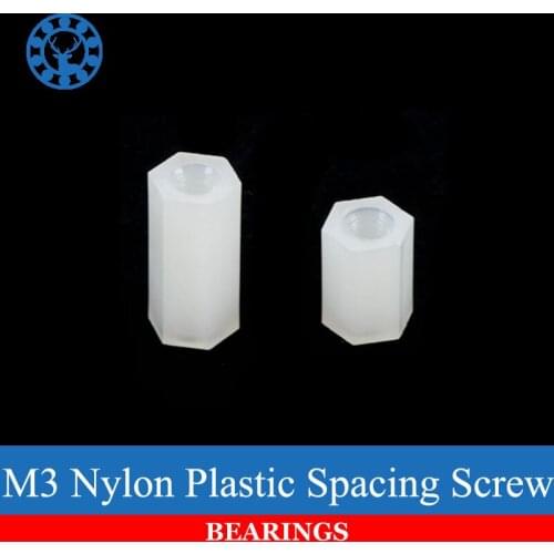 Hot 50Pcs M3 Hex Nylon Standoff Spacer Column Flat Head Double Pass Nylon Plastic Spacing Screws NEW