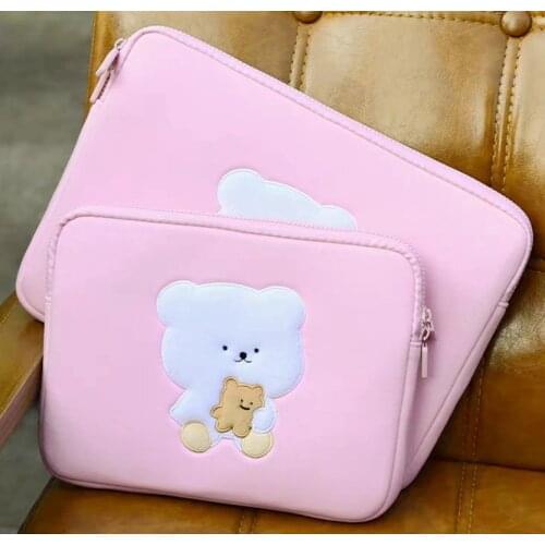 Kawaii Korea Anime Cartoon bear for iPad air pro Laptop protection case bag Handbag Pouch gift
