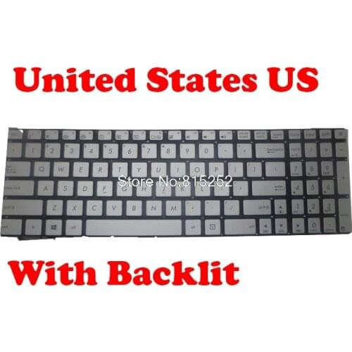 Laptop Keyboard For ASUS R555 R555J R555JB R555JX R555JW R555JQ R555Z R555ZU US United States Silver With Backlit