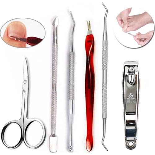 1/2/5pcs Nail Cuticle Pusher Dead Skin Push Remover Trimmer Nipper Stainless Steel Pedicure Manicure Nail Art Tools Tweezer