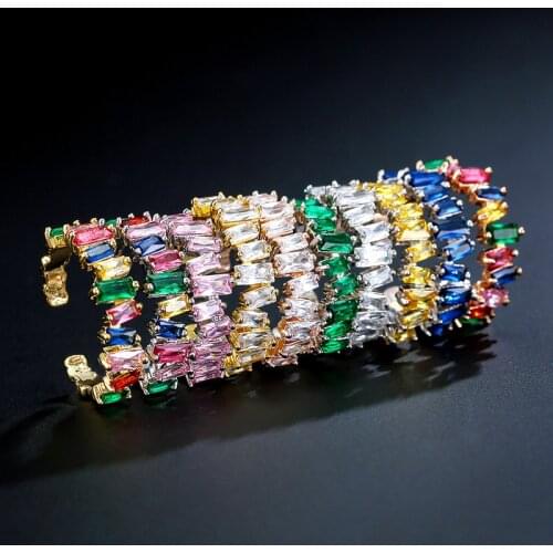 Fashion Classic European Style Adjustable Ring Charms Women Jewelry Unique Rectangle Cubic Zircon Finger Ring For Wedding RP2003