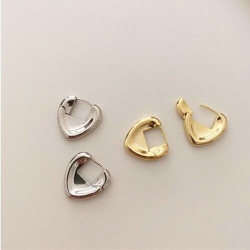 SRCOI Trendy Heart Hoop Earrings Simple Metal Earrings Cute Romantic Geometric Vintage Womens Fashion Party Jewelry 2020
