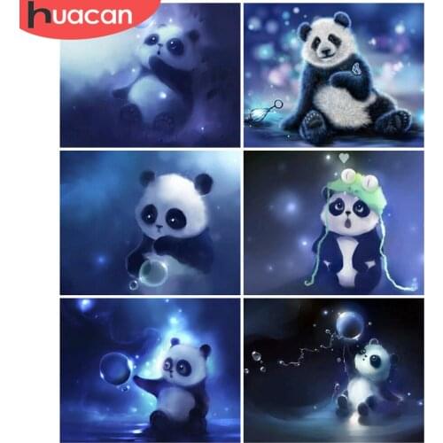 HUACAN DIY Frame Picture By Numbers Panda Wall Art HandPainted Unique Gift Painting By Number Animal Childrens Room Decor