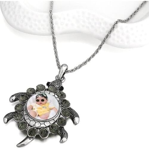 Necklaces pendants for sublimation Tortoise shape necklaces pendant women button jewelry hot transfer printing consumable