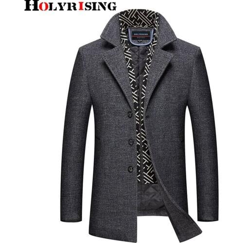 Casual Mens Wool Blend Jackets abrigo hombre Winter For Male Wool Overcoat holyrising #18160
