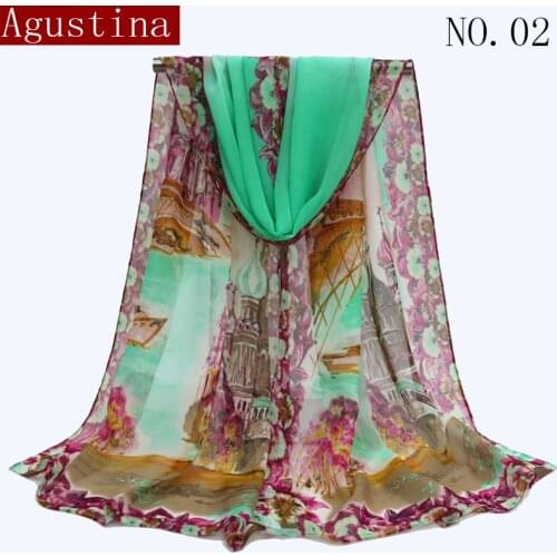 Chiffon scarf women flower designer brand luxury castle shawl scarves stoles and shawls Leaf printing bufandas mujer scarfs cape