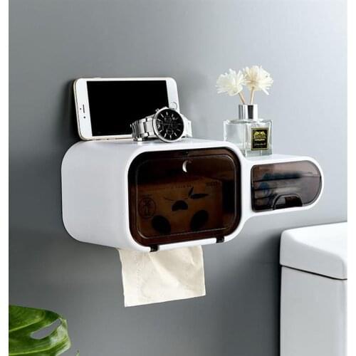 Waterproof Wall Mount Toilet Paper Holder Shelf Toilet Paper Tray Roll Paper Tube Storage Box Creative Tray Tissue Box Home