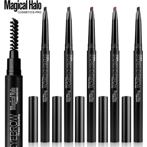 Magical Halo Automatic Eyebrow Pencil Double Rotate Waterproof Lasting Beauty Tools 5 Colors Eye Brown maquillaje With Brush