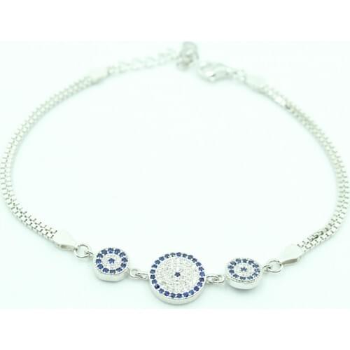 Aykat Nazarlıklı Women 'S Bracelet Silver Cubic Zirconia Bracelet 925 Sterling Women Imprint Blk-238
