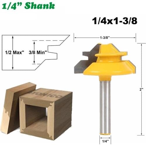 1PC 1/4" 6.35MM Shank Milling Cutter Wood Carving 45 Degree Lock Miter Router Bit Woodworking Tenon Milling Cutter Carbide Bit