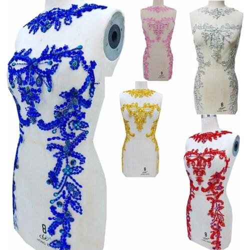 1Piece Rhinestone Crystal Appliques Tulle Crystale Beading Lace Collar with Lace Backing Wedding Dress Belt Bridal Clothing