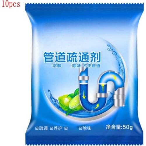 10PCS Drain Cleaners Strong pipe dredging agent kitchen water pipe sewer toilet closestool clean deodorant Powder Sink Drain