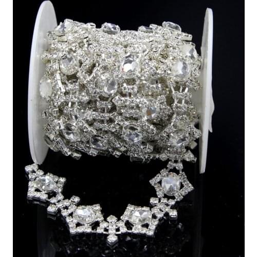 10Yards Crystal Rhinestone Cup Chain Sunflower Trim Trimming Sew On Accessories Golden Silver Rose Gold Plating