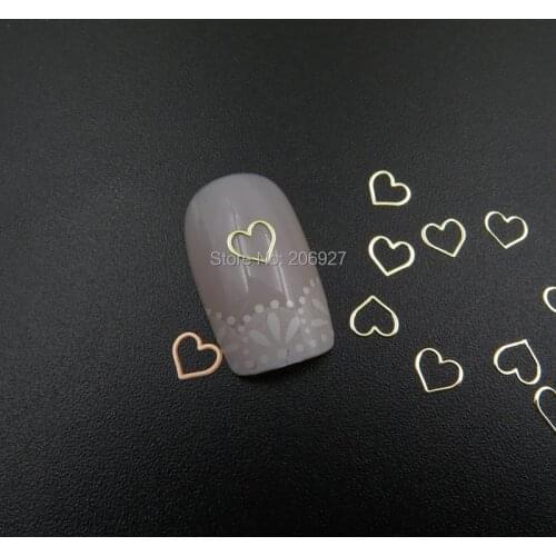 MS354-2 100pcs Gold Cute Heart Metal Sticker Nail Art Metal Sticker Nail Art Decoration Non-adhesive Sticker