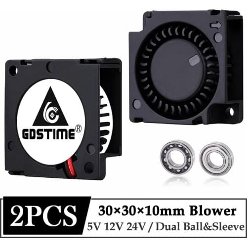 2Pcs Gdstime 30mm 3cm 3D Pritner Fan 5v 12v 24v Blower Fan Ball/Sleeve Bearing 30mm x 30mm x 10mm Blower Cooling Cooler Fan