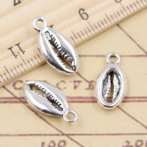 20pcs Charms Bohemian Cowrie Conch Shell 17x8mm Tibetan Silver Color Pendants Antique Jewelry Making DIY Handmade Craft