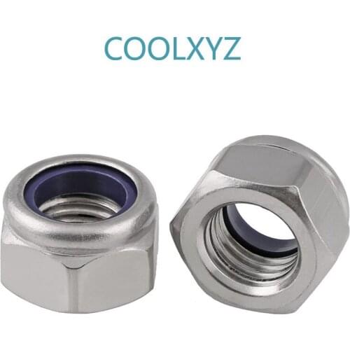 304 stainless steel fine thread anti-loose nut/ anti-slip/ self-locking nut/ locking screw cap DIN989 Nhat M2-M20 5PCS