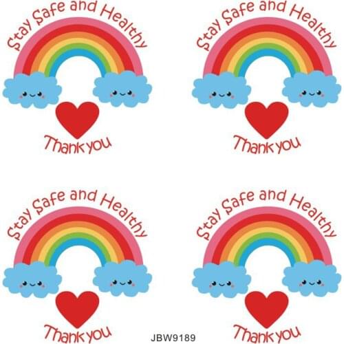 4pcs/set Thank You NHS And Key Workers Cartoon Rainbow Sticker PVC Sticker For Shop Home Window Car