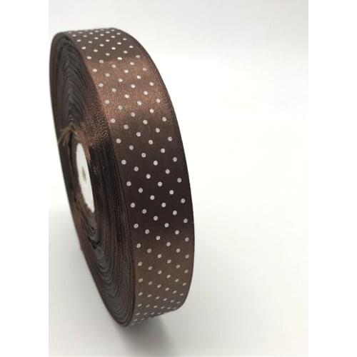 5Yards 1" 25mm Coffee Printing Polka Dot Satin Ribbon Hair Bow Christmas Wedding Decoration DIY Sewing Craft